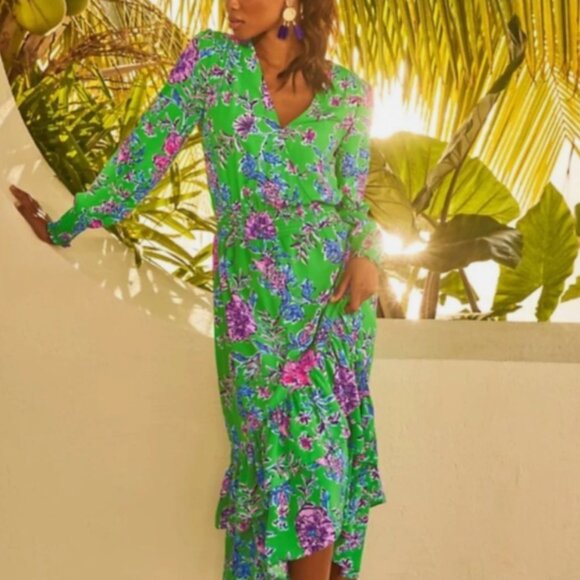 NWT Lilly Pulitzer Cristiana Midi Dress in Gecko Green Brewster Bloom Size 16 - Picture 15 of 15